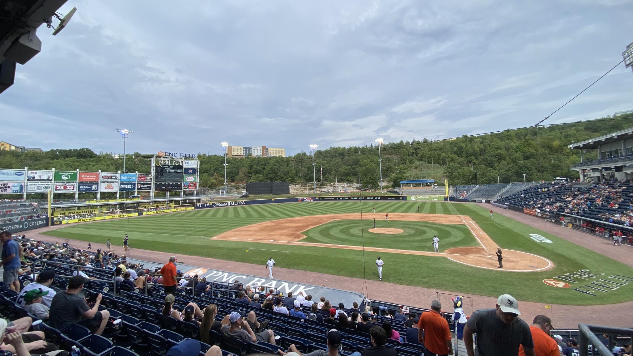 The hills beyond the outfield of PNC Field
