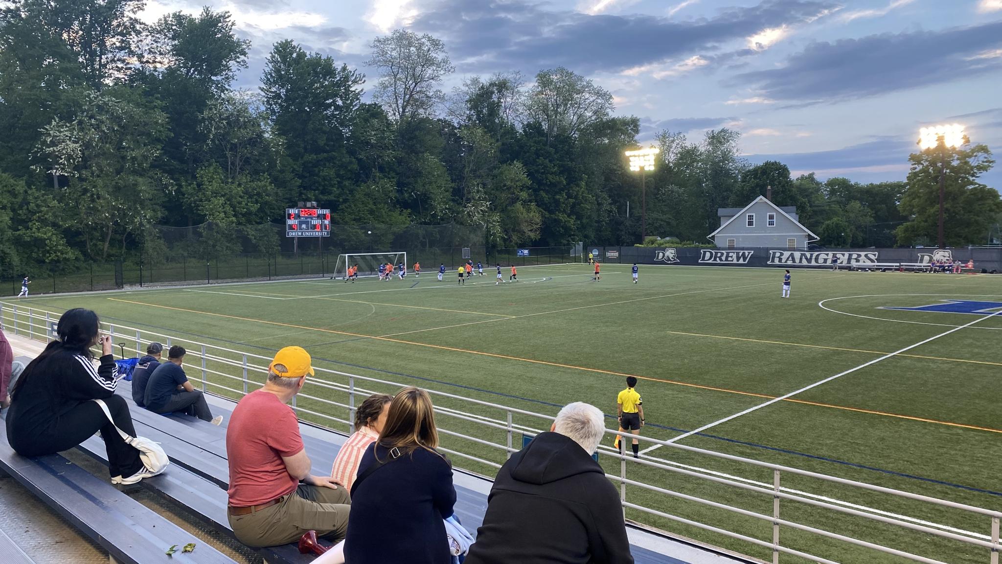 An image of soccer being played at Drew University's Ranger Stadium