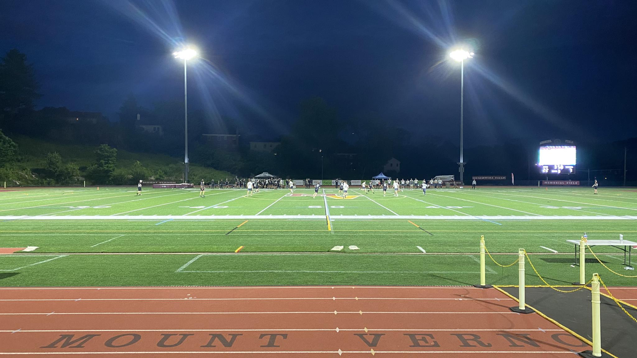 A view from the front row of The Stadium at Memorial Field
