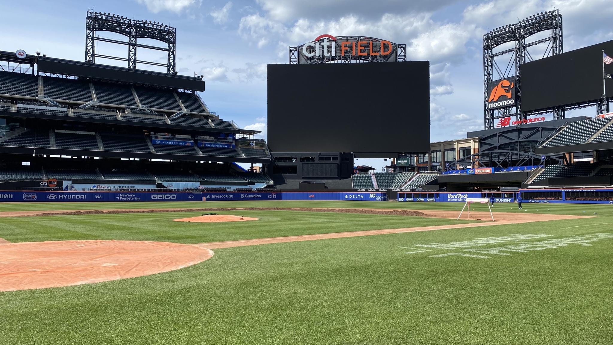 An image of Citi Field from the field itself