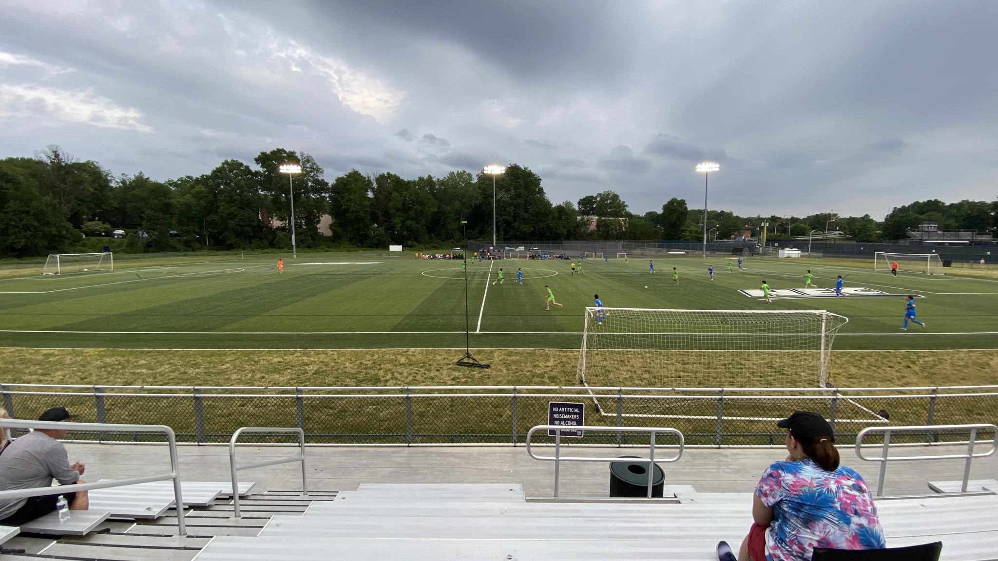 A photo of soccer players on a field at Fairleigh Dickinson's University Stadium