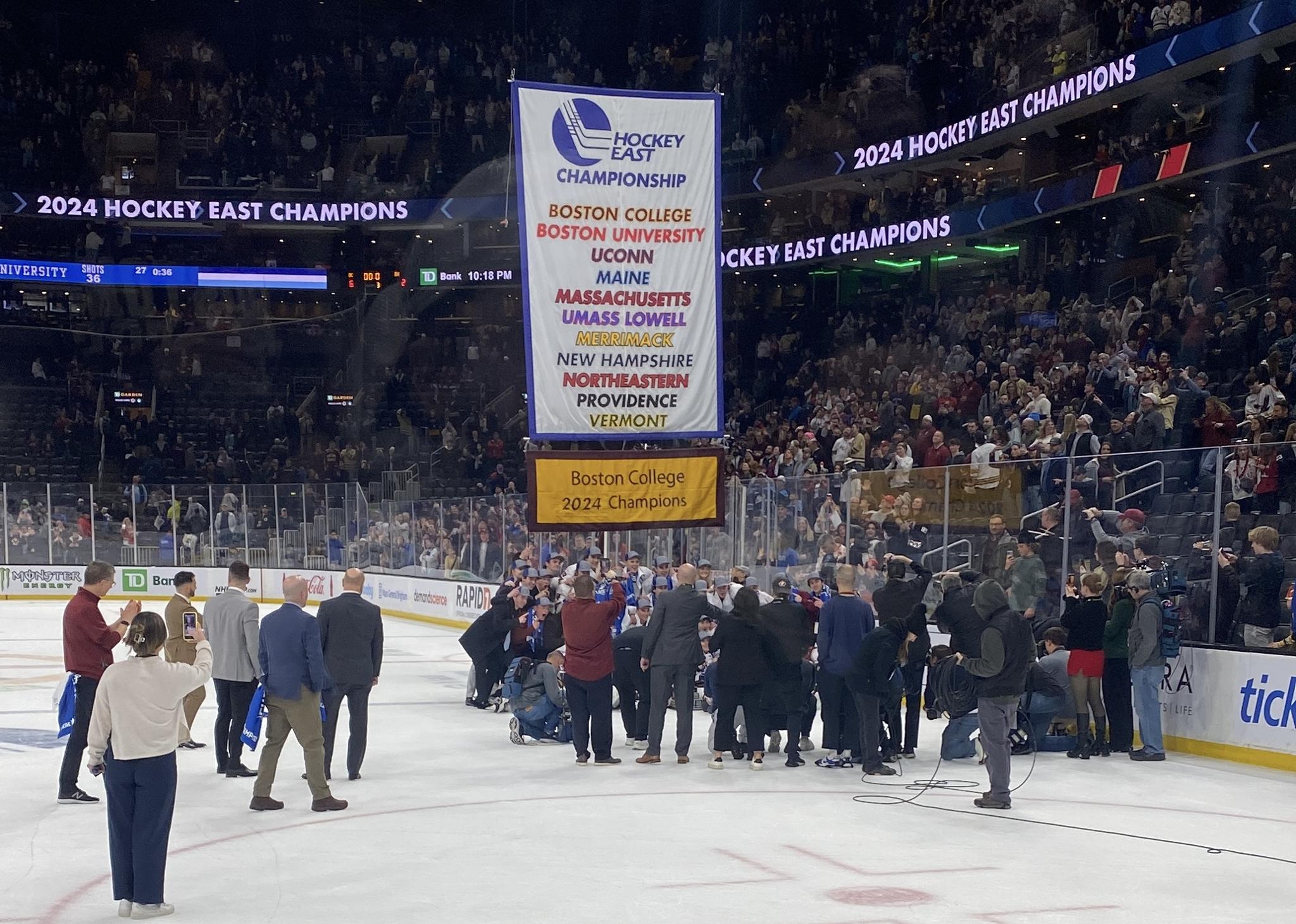 A photo of the Boston College Eagles celebrating their championship