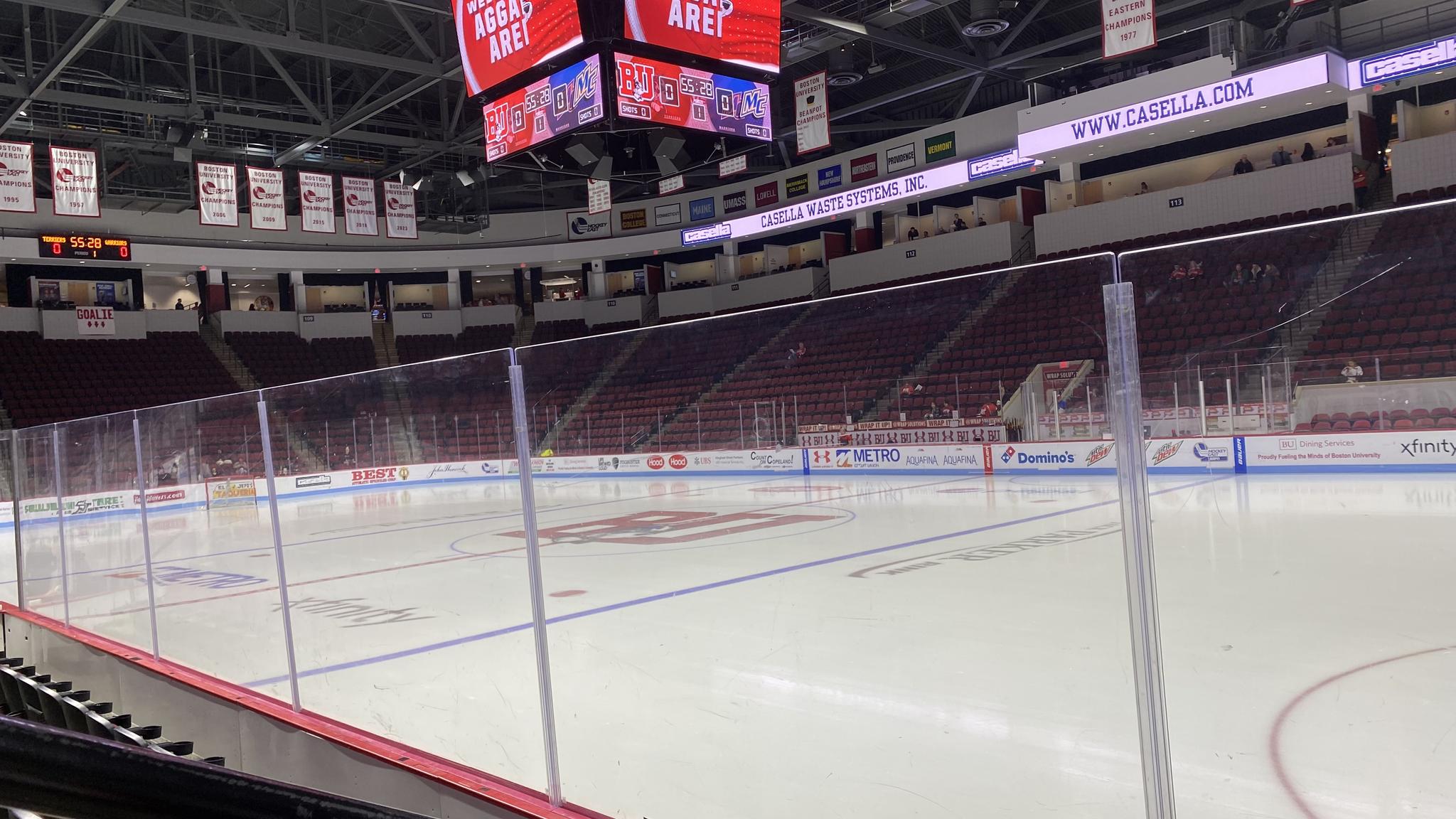 An image of Agganis Arena before a hockey game